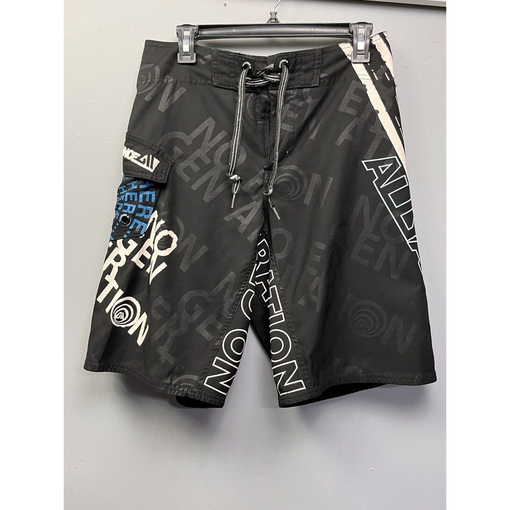 Allyance Board Shorts Mens 30 Black‎ No Generation Graphic Print Surf Skate Y2K